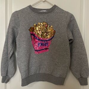 Lola and the Boys Girls' Sequin French Fries Sweatshirt; Size 12